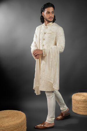 Golden Royal Silk Sherwani