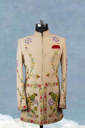 Beige Indo-Western With handwork