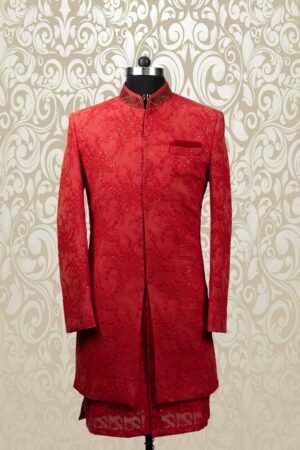 Red Machine Work Indo-Western suit