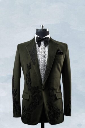 Green velvet handwork tuxedo
